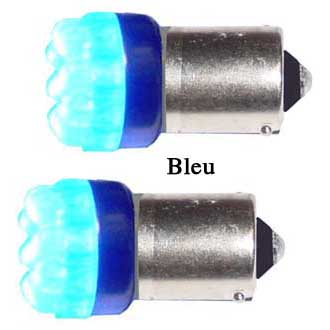 L'ampoule 24V 9 LED BA15S bleue pour camions