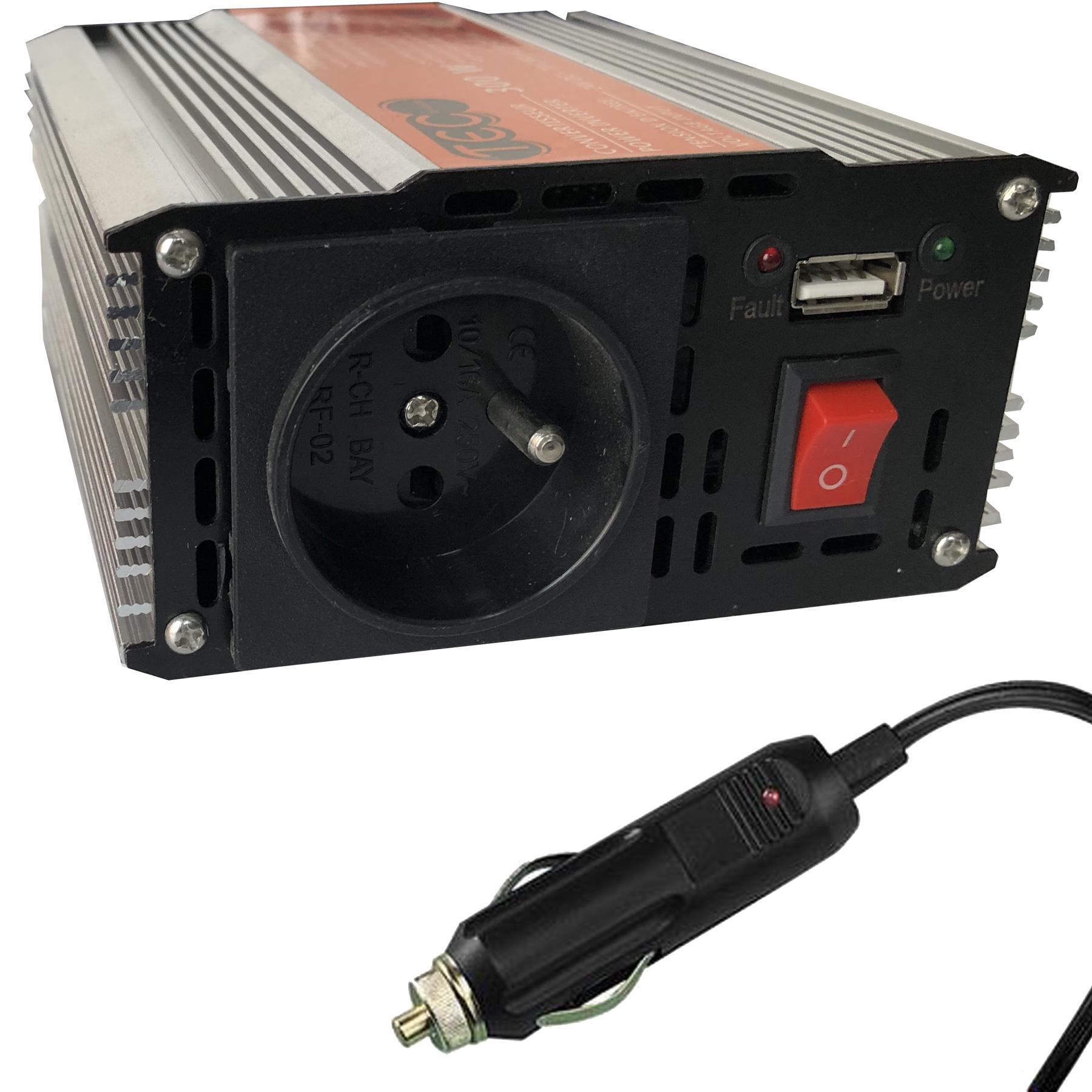 Les produits   Accessoire TV, téléphonie, informatique -  Convertisseur allume cigare FPE 12V en 230V 300W avec 2 USB