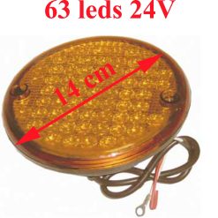 Feu arrière rond 63 leds 24 V couleur au choix