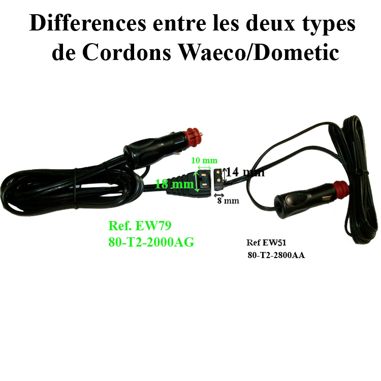 Dometic Câble de Connexion 12V Droit 4451037619 Réfrigérateur