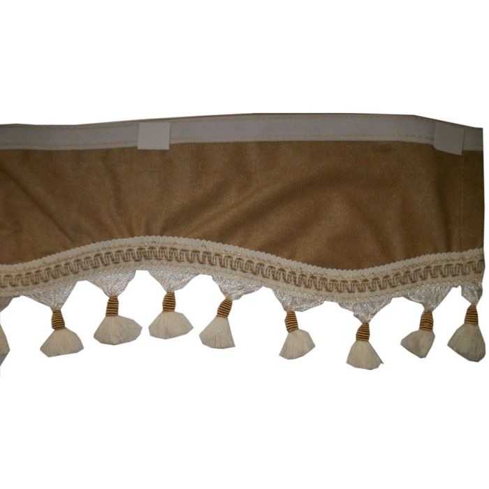 Rideau De Camion Avec Pompons — Protection Solaire Et Intimité Pour Cabine (beige Clair, Pompons Bleus)