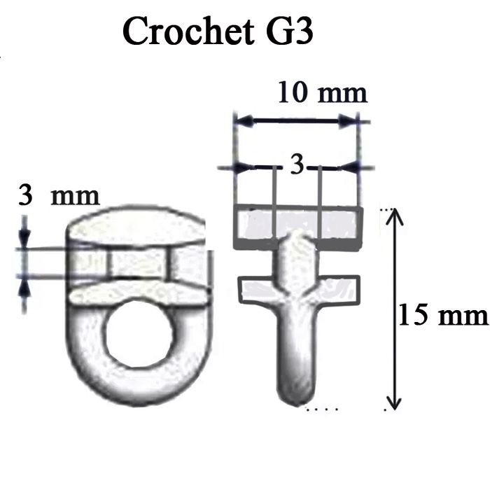 Crochets pour glisseurs de rideaux en C - par 25