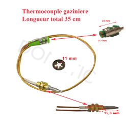 Thermocouple longueur total 35 cm des gazinières des marques SMV ou Dometic