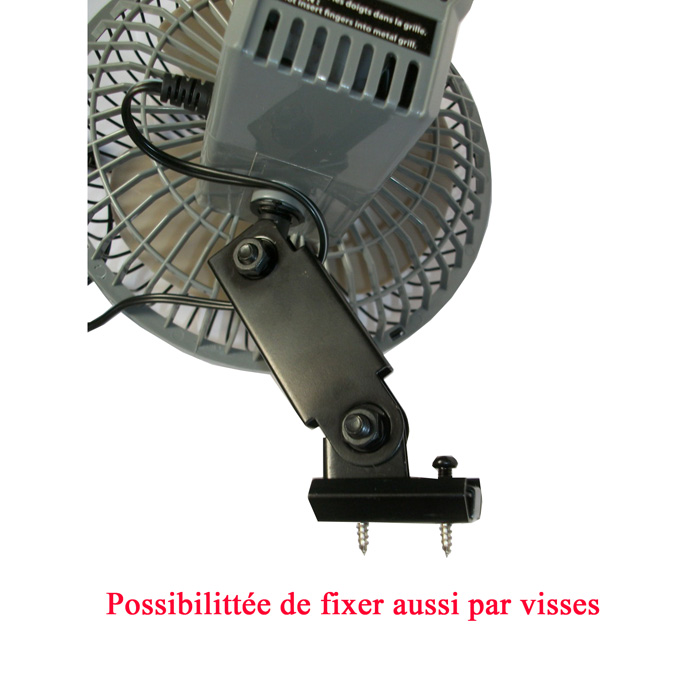 Ventilateur à pince pour voiture avec connexion 12 volts noir 18 cm - Avec  cordon de 2