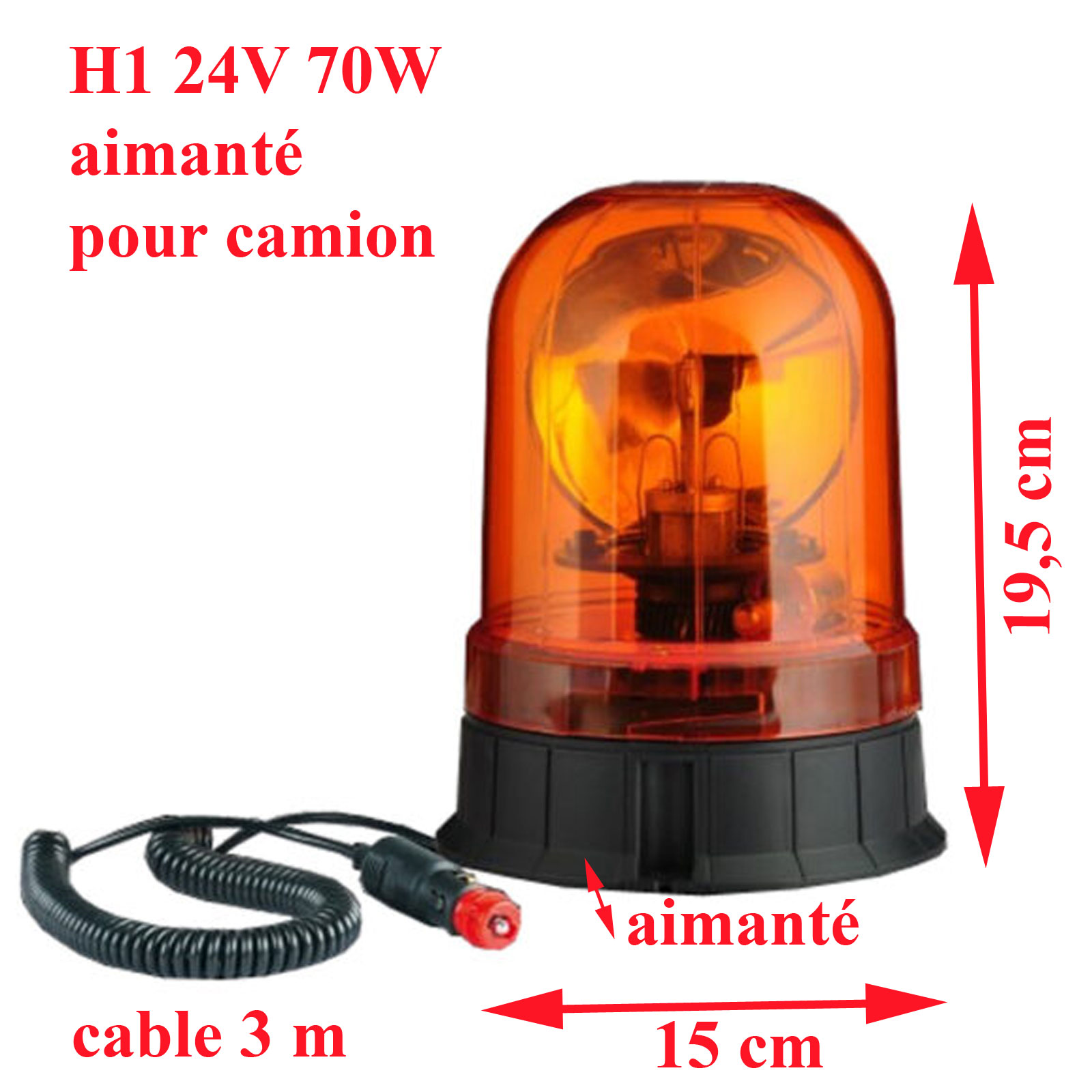 Gyrophare aimanté H1 24V