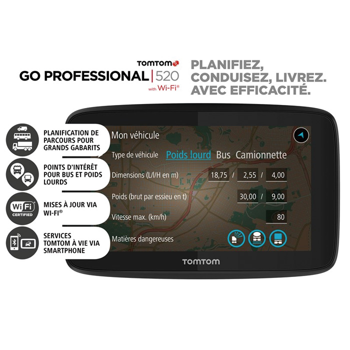 GPS poids lourd - TOM TOM - GO Expert Plus - Ecran HD 7 - Planificati