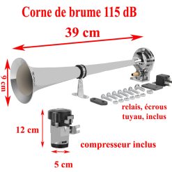 Klaxon Corne de brume, chromé une trompe soit en 12V, soit 24V avec compresseur