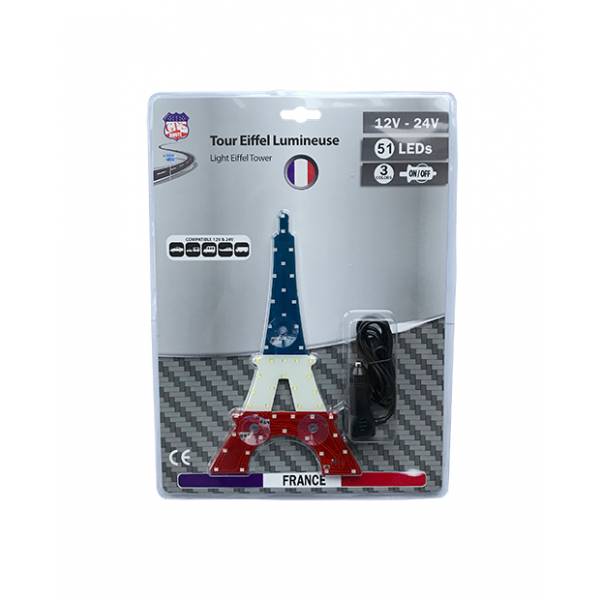 Tour Eiffel lumineuse 12/24V aux couleurs de la France