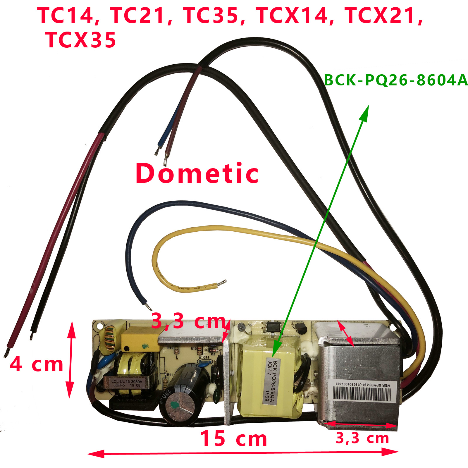Electronique commutateur BCK-PQ26-8604A PCB0081 des tropicool : BordBar TE-21, TC14, TC21, TC35, TCX14, TCX21, TCX35, WAECO TROPICOOL 35L par Dometic