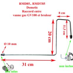 Dometic, pièce détaché alimentation gaz (tuyau entre bruleur et la vanne gaz) pour réfrigérateur RMD8501, RMD8505, RMD8555 par Dometic