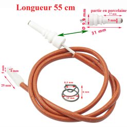 Bougie ou allumeur des gaziniere Dometic longueur 55 cm  : CU300,​ CU311,​ CU325,​ CU333,​ CU335,​ CU342,​CU343,​ CU344,​ CU400,​ CU401,​ CU402,​ CU403,​ CU404,​ CU414,​ CU423,​ CU433,​ CU434,​ MO091,​ MO502,​ MO506,​ MO603,​ MO607,​ MO712