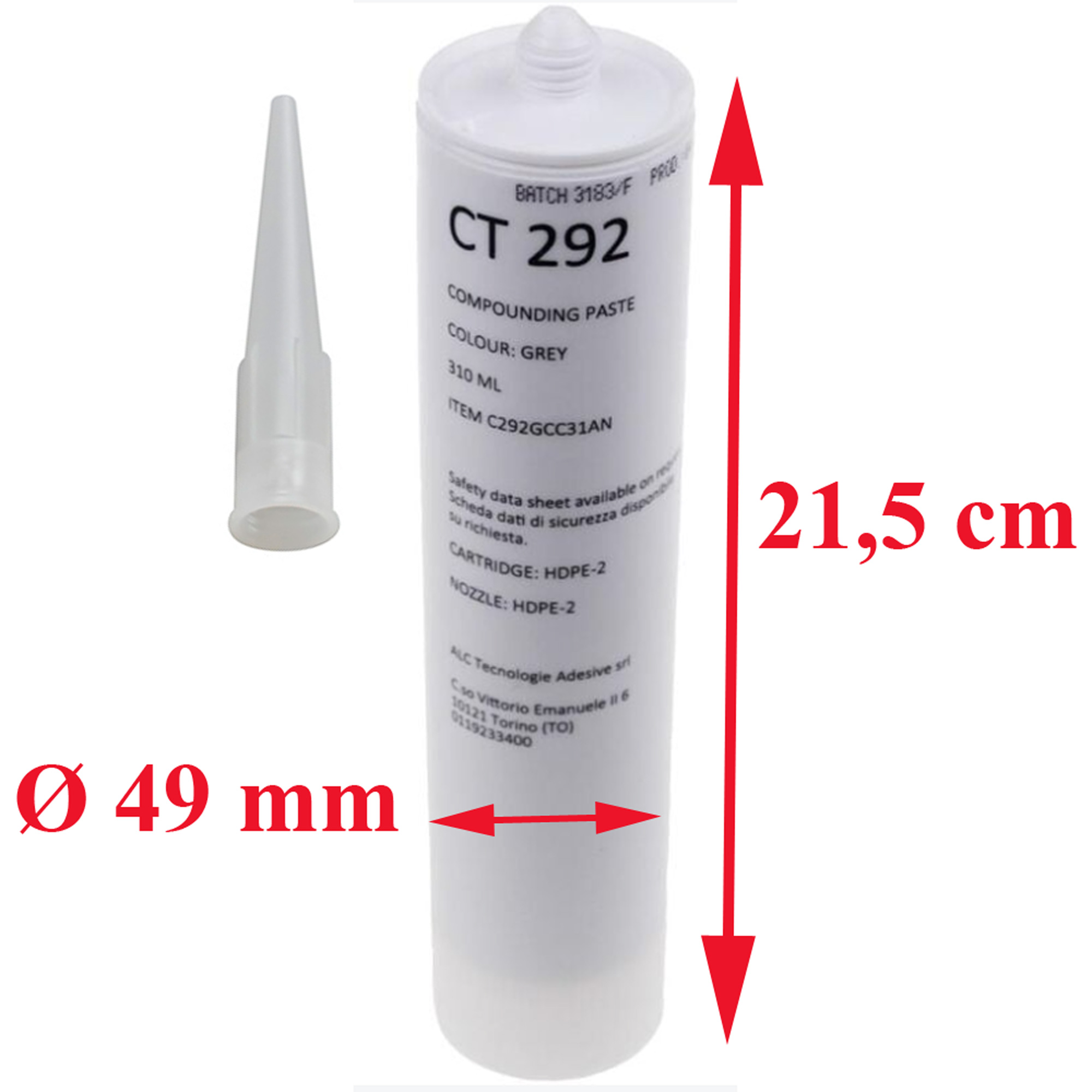 Cartouche de pâte thermique CT292 310ml catridge HDPE-2 pour le remplacement d'un agregats Dometic