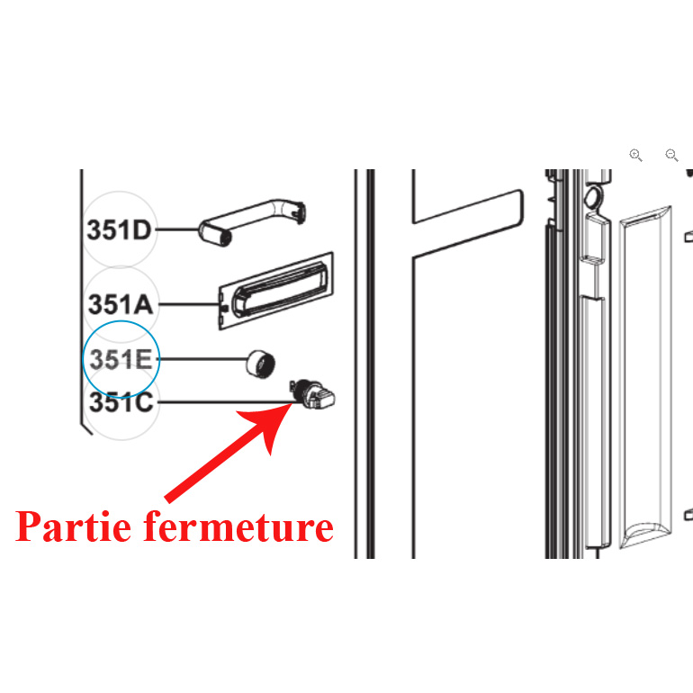 Fermeture de porte complet gris pour RM730L, RM7401LSC et autres modèles  par Dometic