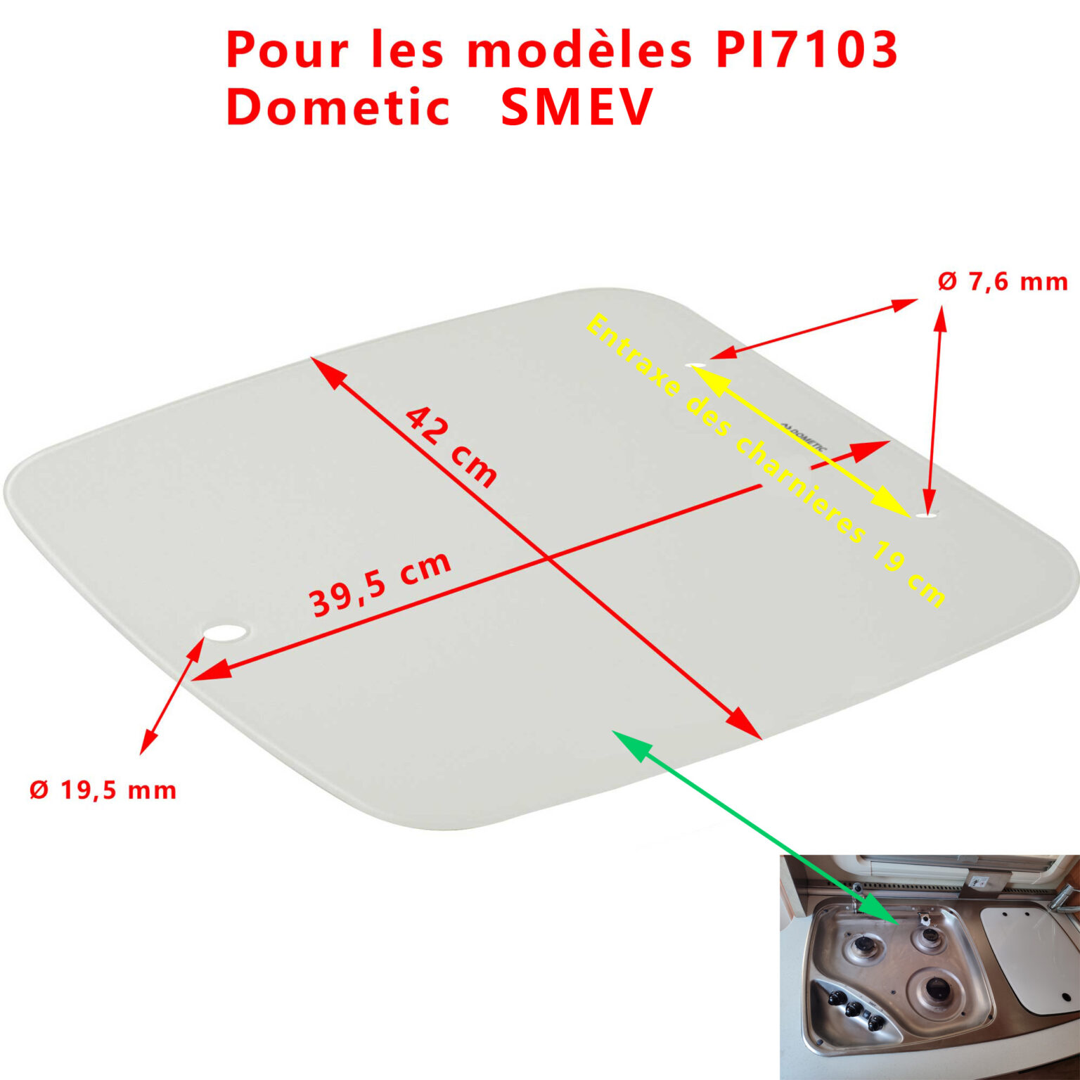 Cache-vis Smev/Dometic Pour Table De Cuisson – Trou De 8 Mm – Neuf – Réf 70195