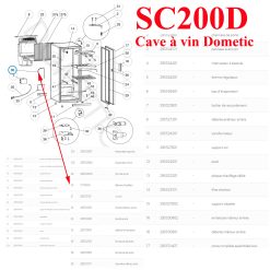 Alternative view of Résistance 230V et 220W pour cave à vin CS200DV Dometic