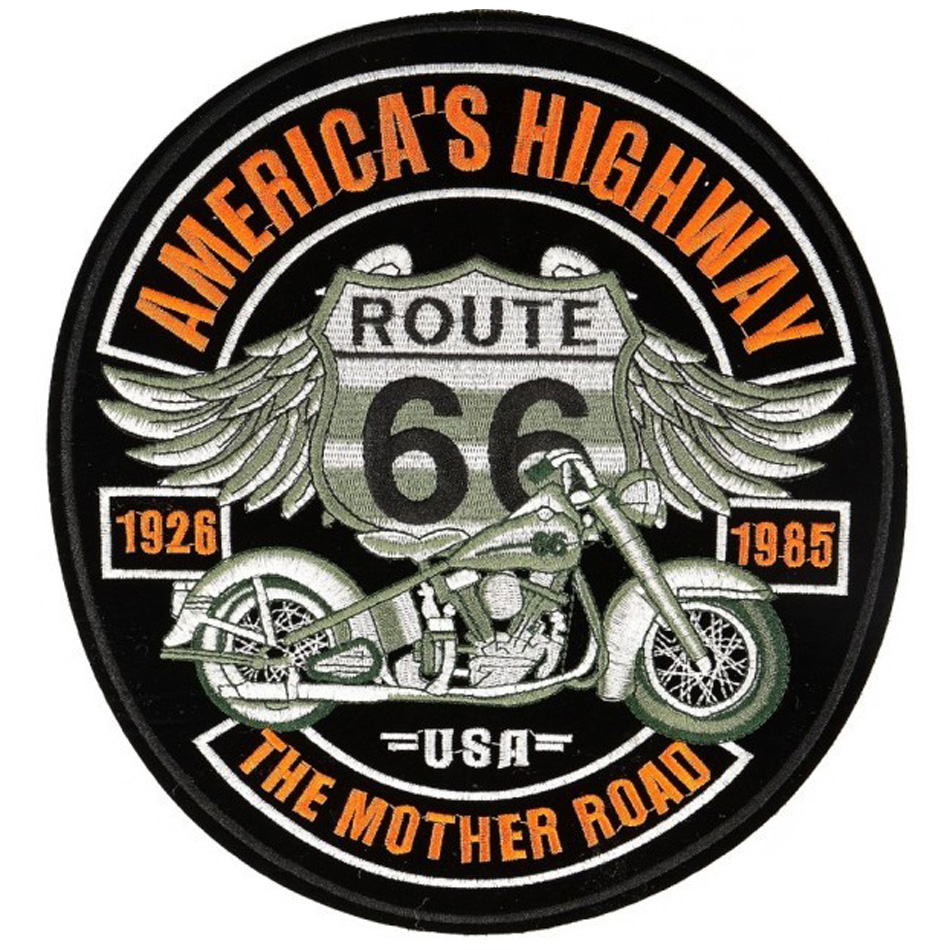 Logo brodé Route 66 America's highway diamètre 24 cm - La Boutique de la  Route
