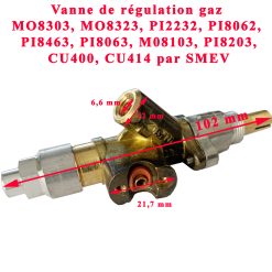 Alternative view of Vanne de régulation gaz ou robinet d’arret pour cuisiniere MO8303, MO8323, PI2232, PI8062, PI8463, PI8063, M08103, PI8203, CU400, CU414, PI8062M, PI2232M de SMEV Dometic