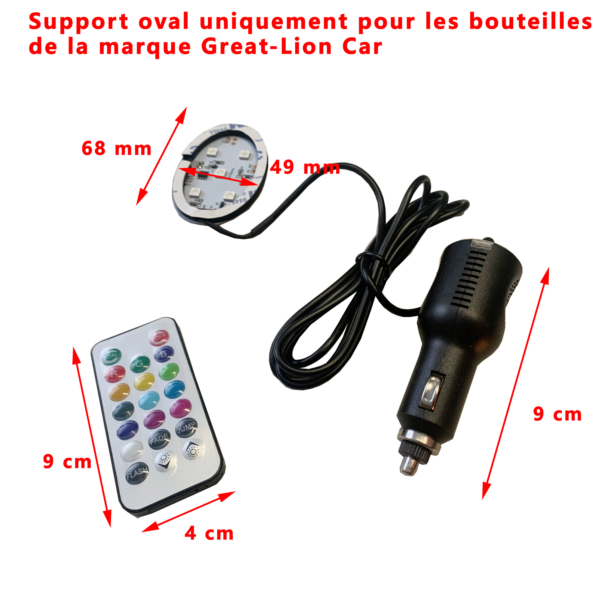 Support adhésif poppy lumineux 5 leds multicouleurs 12V et 24V uniquement pour la marque Great Lion