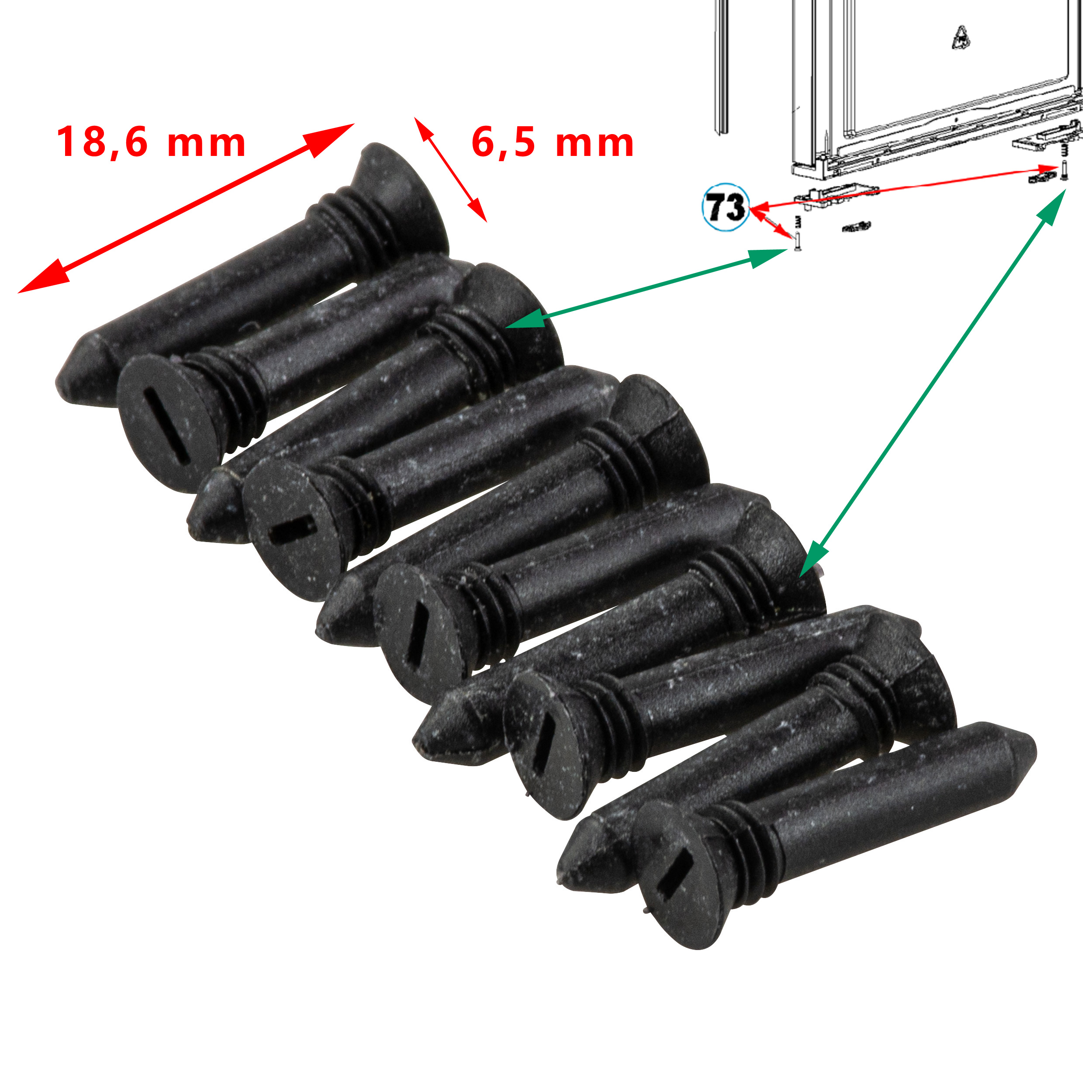 10 Vis en plastique noir des poignées pour les RMD10.5X, RC10.4, RCD10.5, RCL10.4, RMD10.5, RMDT10.5, RMDT10.5, RML10.4 Dometic