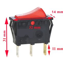 Alternative view of Electrolux, interrupteur lumineux rouge 12/24 V  marche/arret avec 3 contacts  Dometic