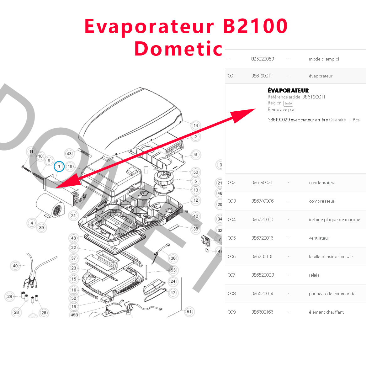 Dometic évaporateur des climatisations de toit B1900, B2100, B2200, B2500, B3000 – Image 4