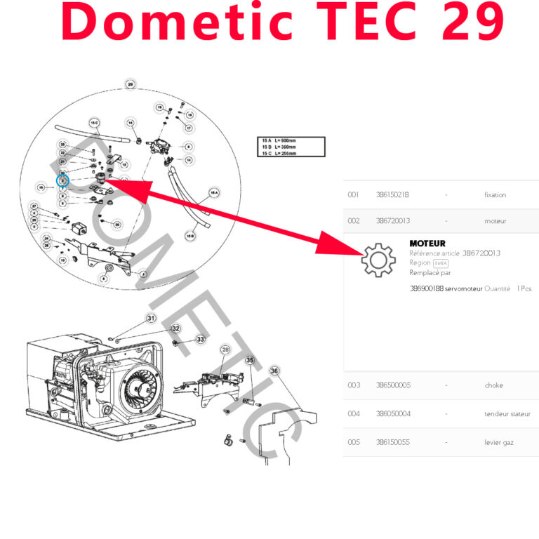 Dometic servomoteur du groupe électrogène TEC29 - La Boutique de la Route