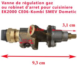 Vanne de régulation gaz ou robinet d’arret pour cuisiniere EK2000 CE06-Kombi SMEV Dometic