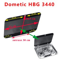 Dometic, couvercle ou plateau en verre noir de gazinières feux HBG 3440