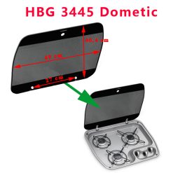 Dometic, couvercle ou plateau en verre noir 40,4 x 49 cm de gazinières 3 feux HBG 3445 Dometic