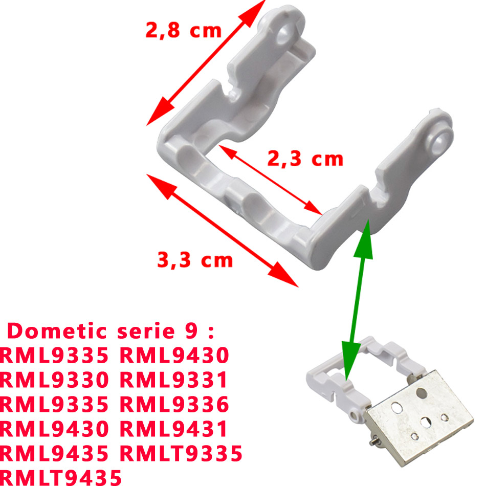 Partie en plastique blanche de la fermeture pour réfrigérateur Dometic serie 9: RML9335 RML9430 RML9330 RML9331 RML9335 RML9336 RML9430 RML9431 RML9435 RMLT9335 RMLT9435