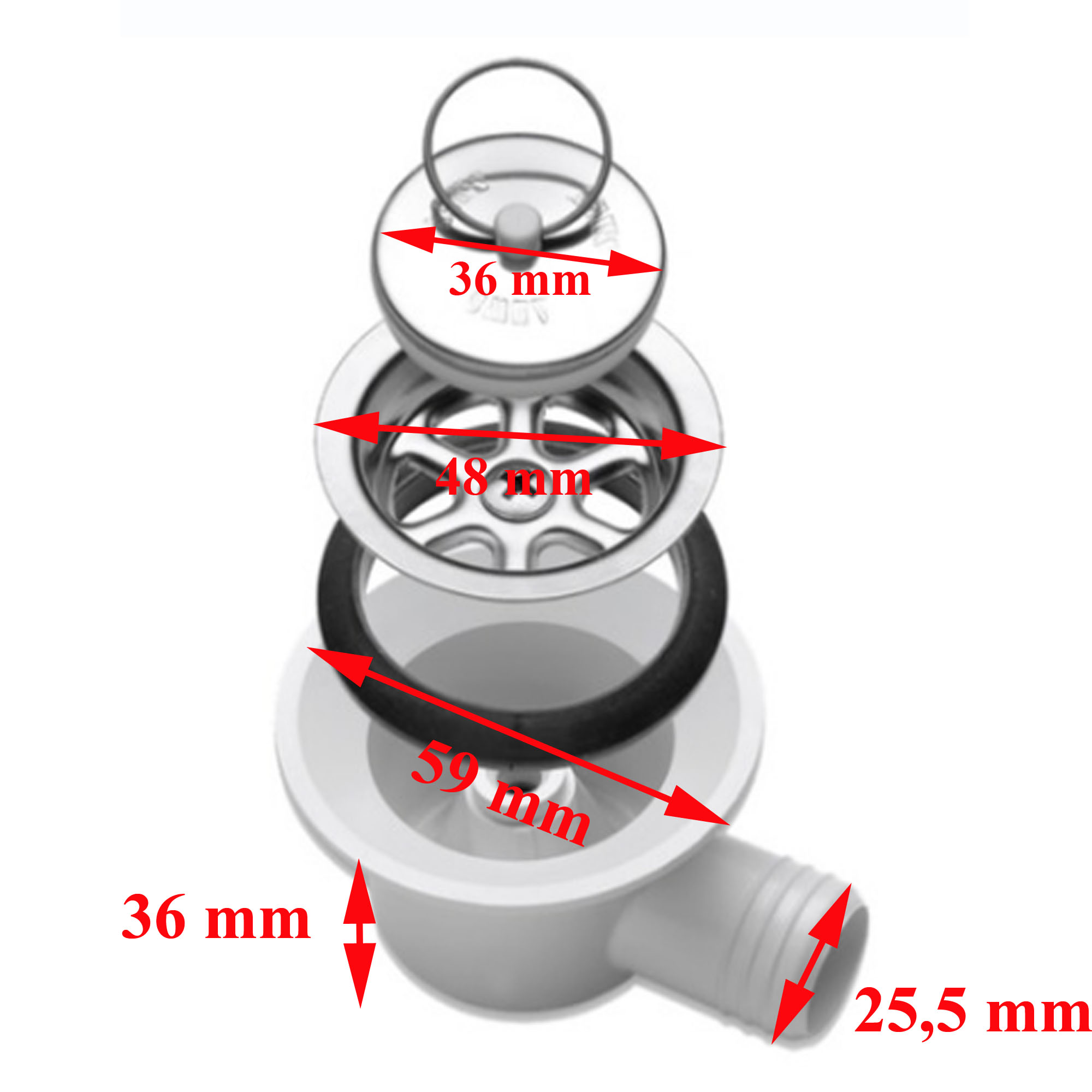 Dometic Siphon AC 530 - Ø37mm - Tuyau de sortie à 90° avec diametre de Ø25 mm