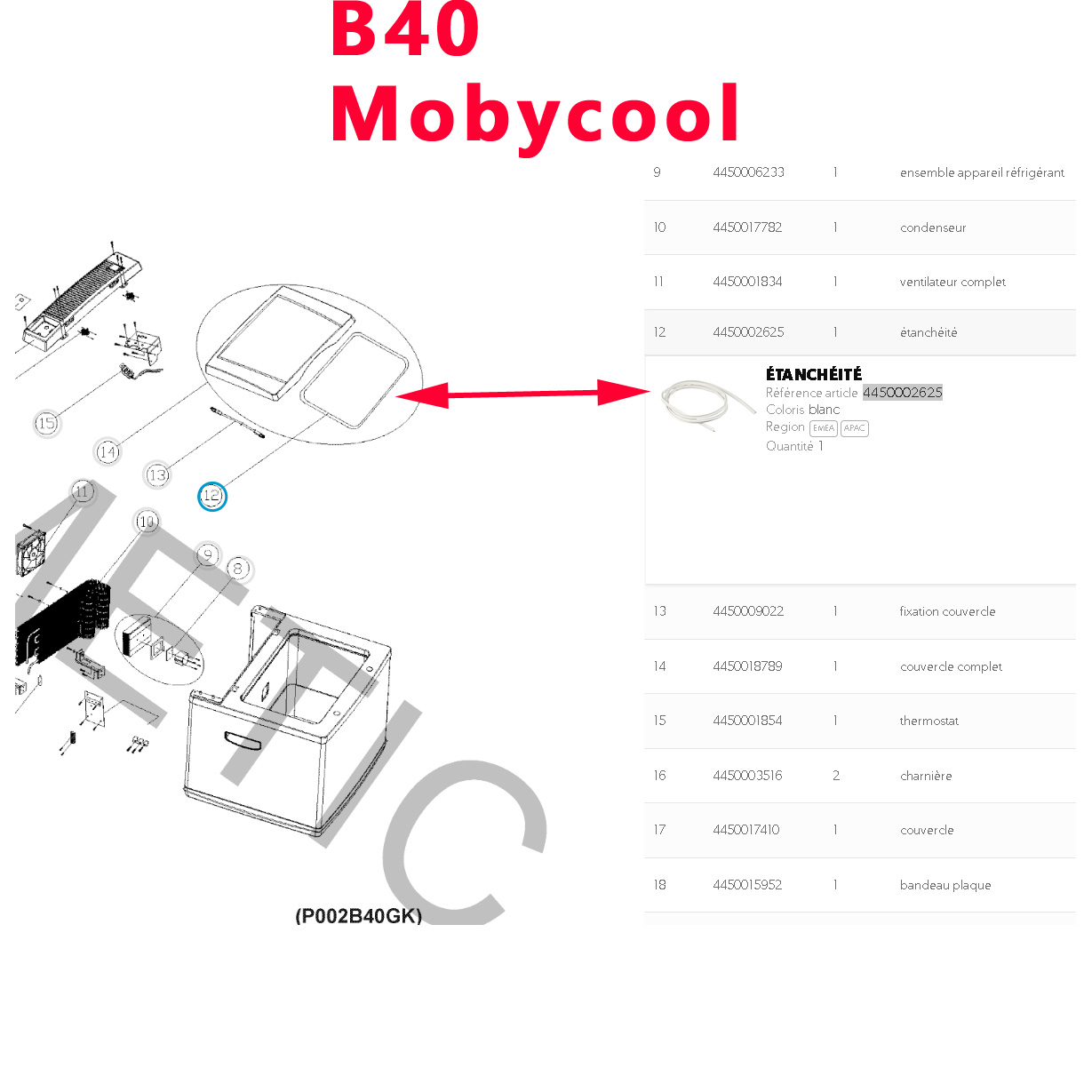 Joint pour couvercle des glacières: B40, A40, C40, CK40 par Mobicool – Image 2