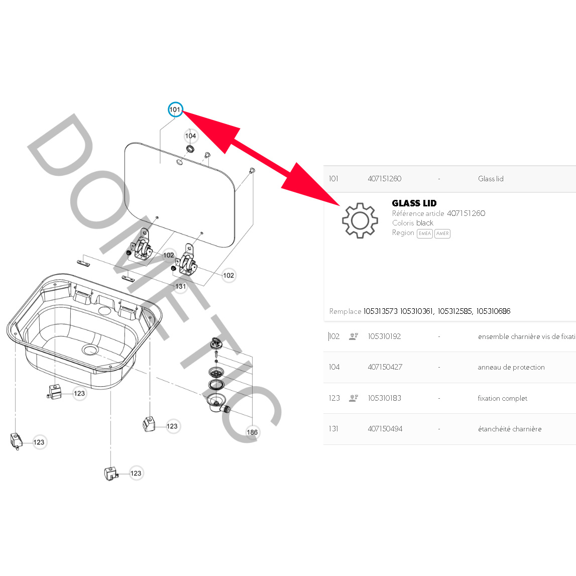 Couvercle ou plateau en verre pour évier VA8005, Sink par Dometic – Image 2