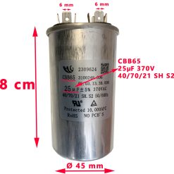 FWX4, B3200, Freshwell 3000, FW3000-B, FWX4350EHPC condensateur 25µF : CBB65  3100248.396 25µF 370VAC 40/70/21SH. 50-60HZ par Dometic