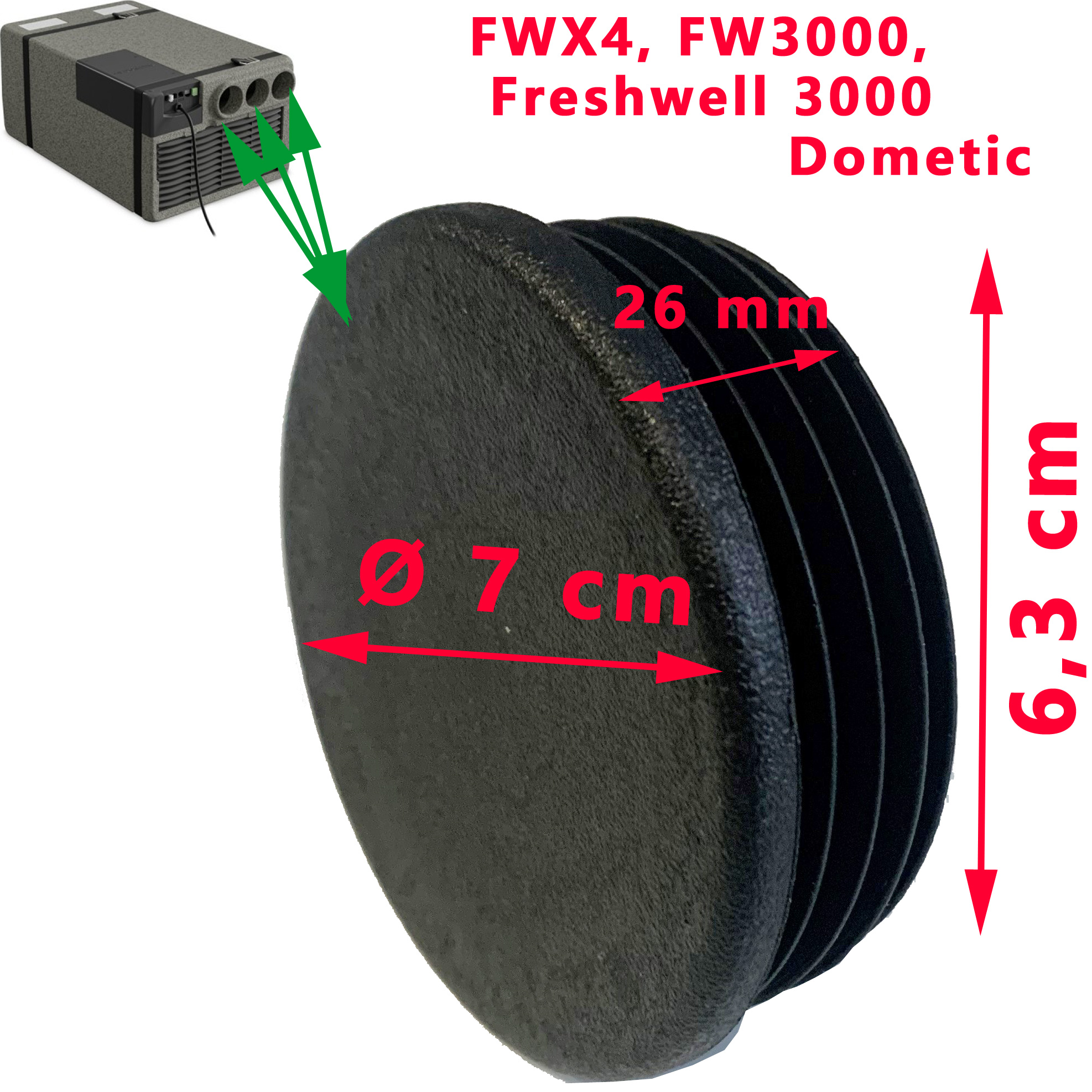 Bouchon sortie d'aire pour les modèles de climatisation coffre: FWX4350EHPC, FWX4, FW3000, Freshwell 3000 par Dometic