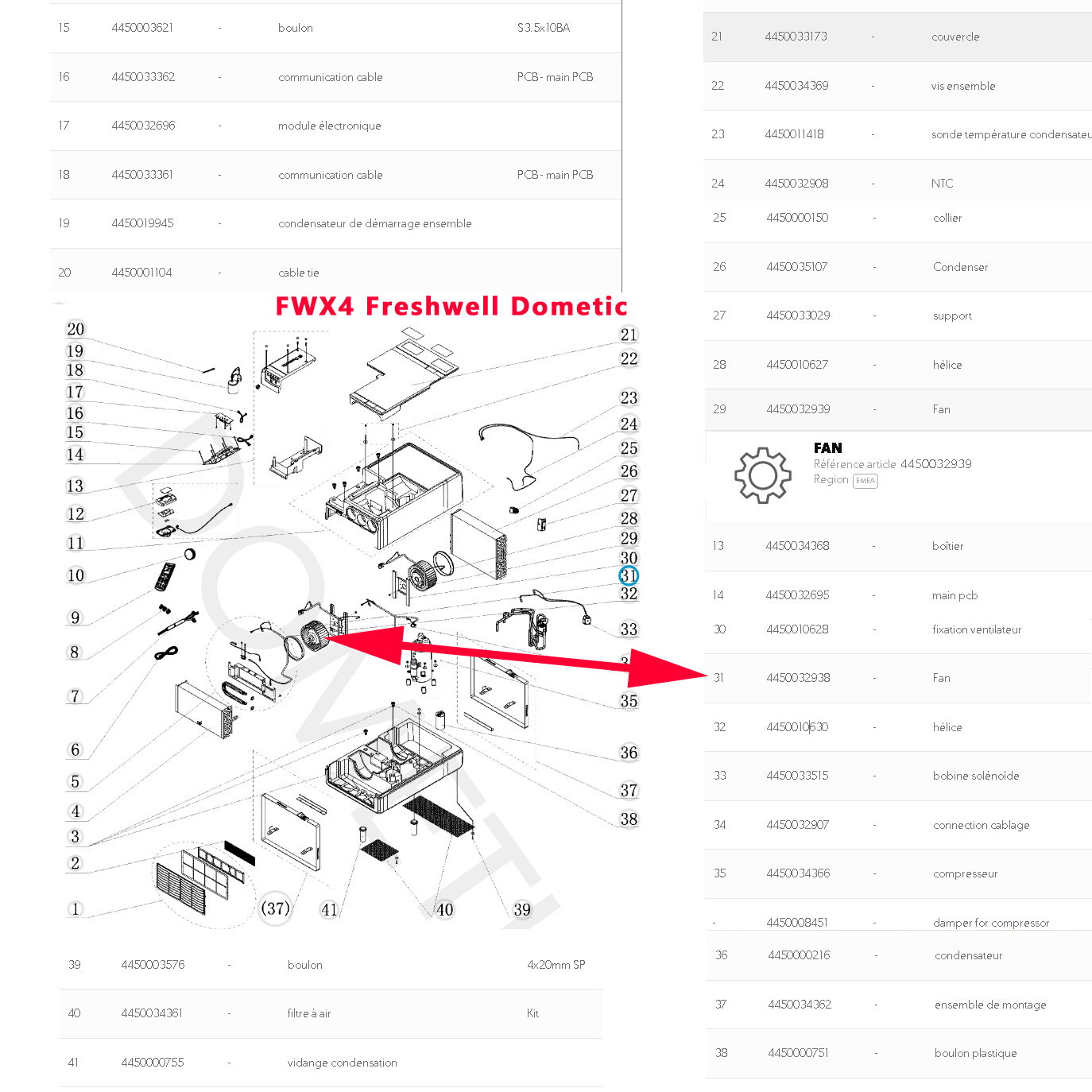 Ventilateur de l'evaporateur pour Freshwell FWX4 par Dometic – Image 3