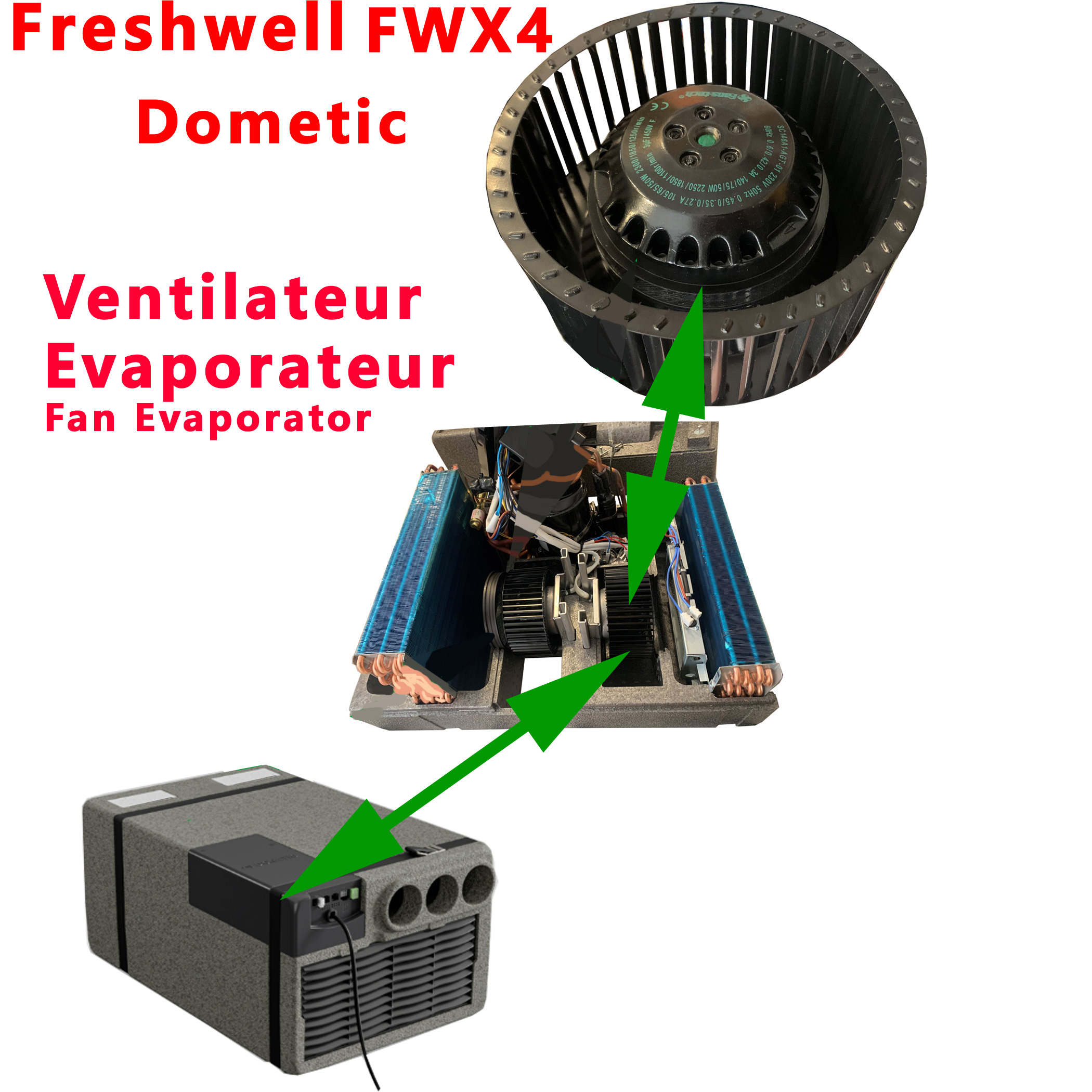 Ventilateur de l'evaporateur pour Freshwell FWX4 par Dometic