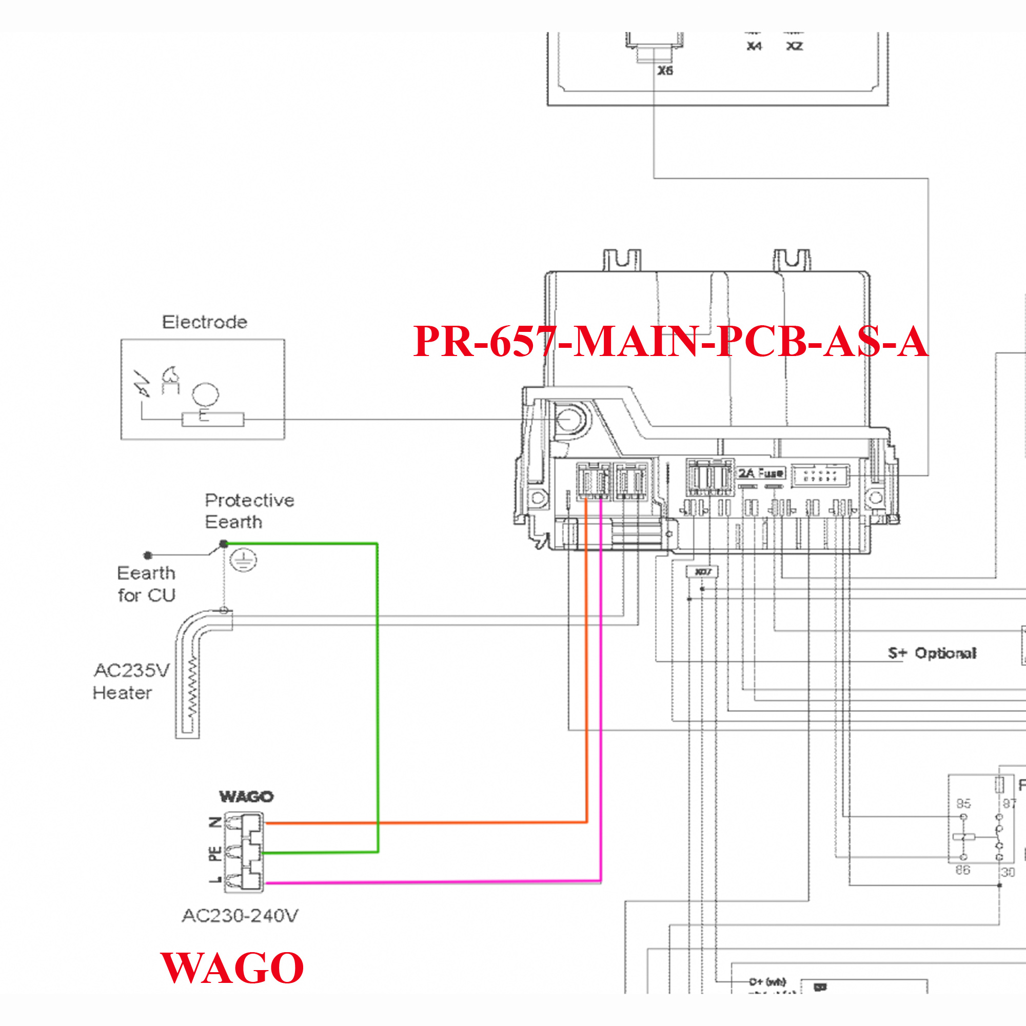 Dometic, câble alimentation 220V prise Wago branché sur l'électronique de puissance PR-657-MAIN-PCB-AS-A des réfrigérateurs RM10.5, RMS10.5, TBD à absorption par Dometic – Image 2