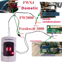 Dometic FW3000-B, Freshwell 3000 et Freshwell FWX4 sondes du condensateur et du compresseur, à remplacer si le code erreur E3
