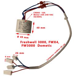 Dometic FWX4, B3200, Freshwell 3000, FW3000-B, FWX4350EHPC condensateur CRD02 16A P/N:600665 Motor 220 240VAC 50/60Hz insertion time 1s Restrat time 3S