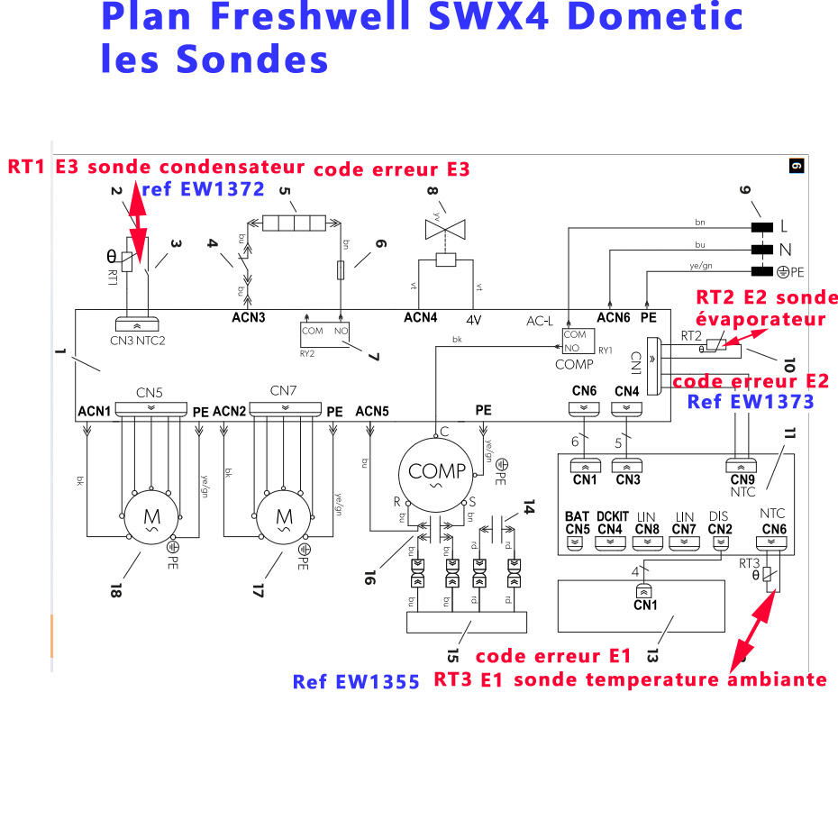 Dometic Freshwell FWX4 sonde de température de l'évaporateur à remplacer si le code erreur E2 – Image 5