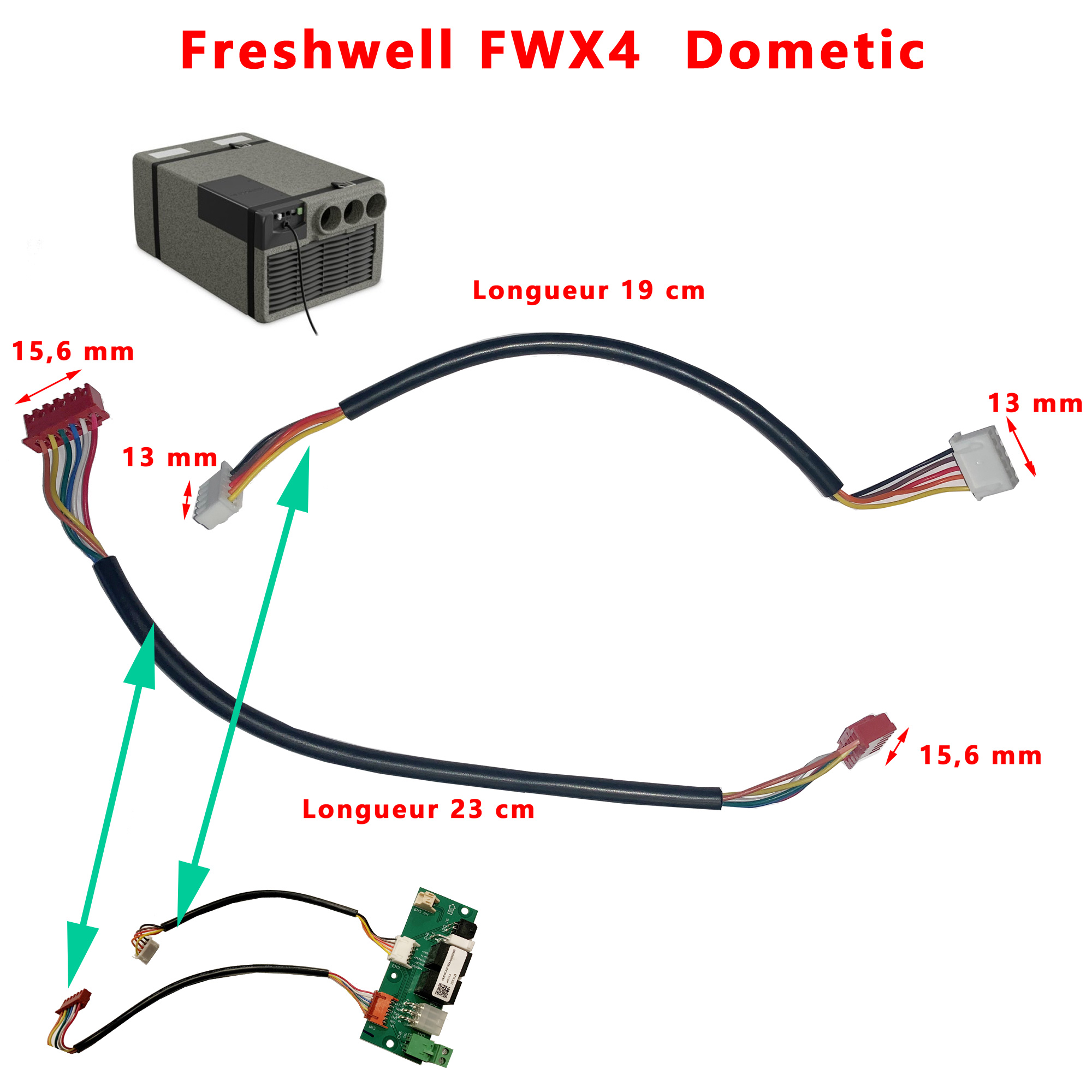 Dometic Freshwell FWX4 cables entre MAIN PCB et PCB, cables entres les deux electroniques