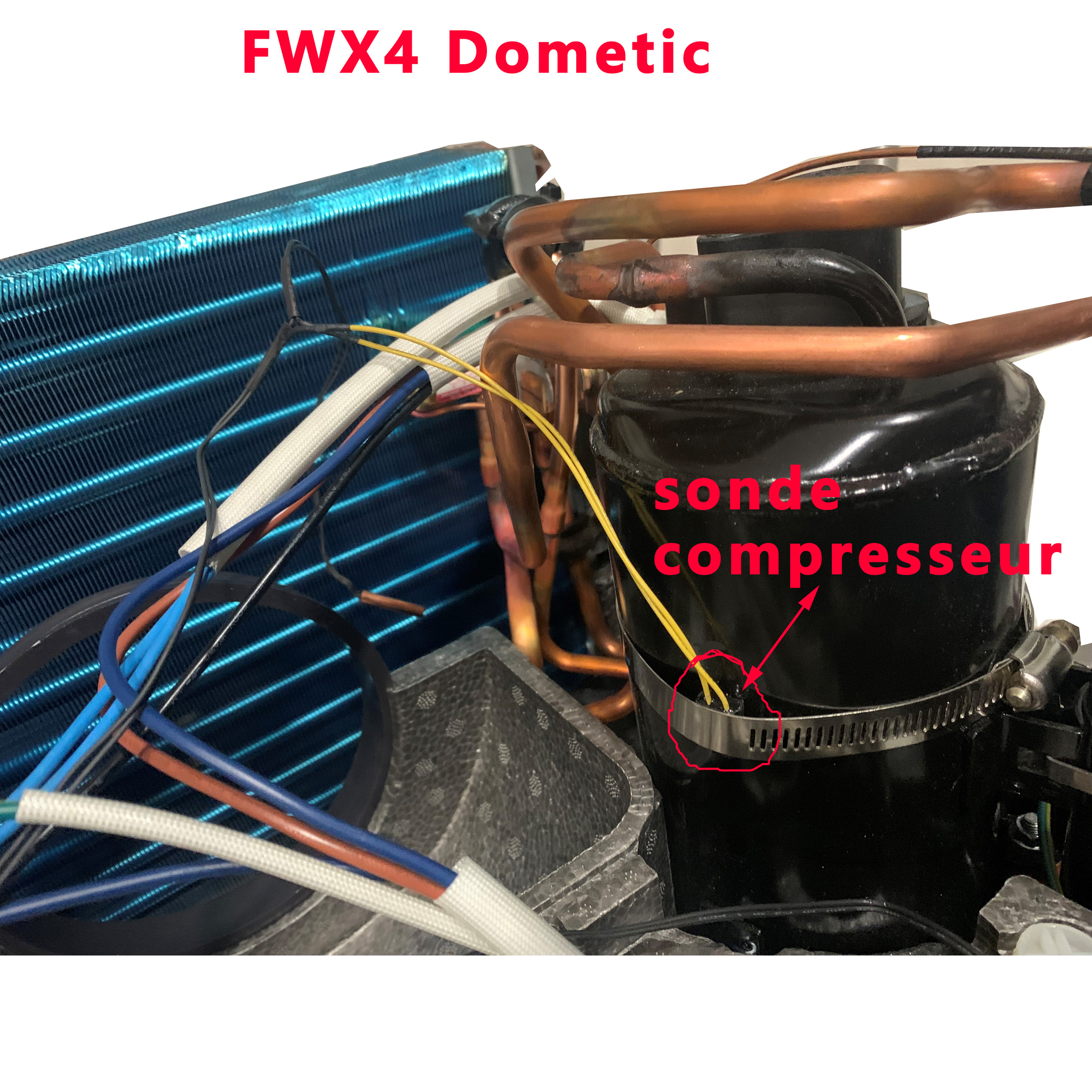 Dometic FW3000-B, Freshwell 3000 et Freshwell FWX4 sondes du condensateur et du compresseur, à remplacer si le code erreur E3 – Image 5