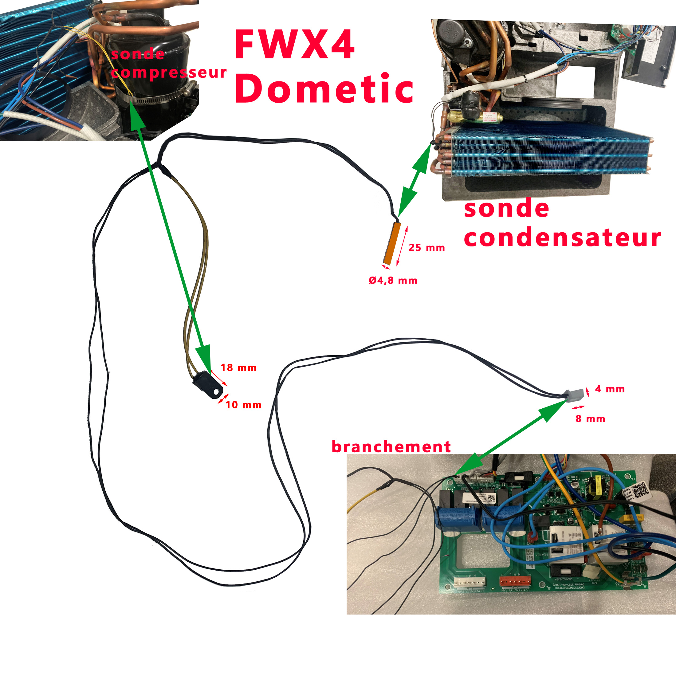 Dometic FW3000-B, Freshwell 3000 et Freshwell FWX4 sondes du condensateur et du compresseur, à remplacer si le code erreur E3 – Image 8