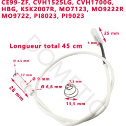 Une bougie ou partie de l'allumage électrique SMEV ou Dometic  longueur 45 cm pour CE99-ZF, CVH1525LG, CVH1700G, HBG, KSK2007R, MO7123, MO9222R, MO9722, PI8023, PI9023 etc.