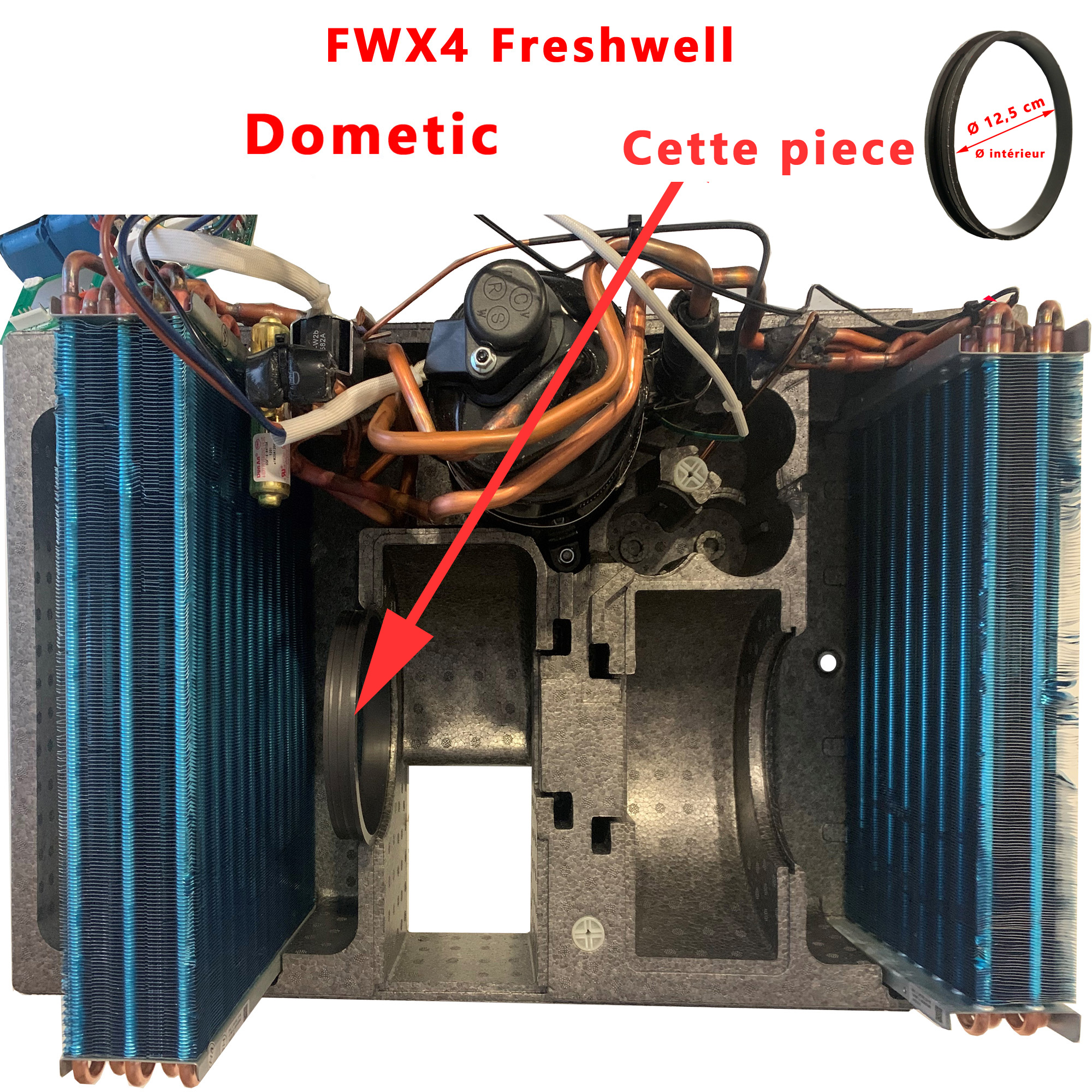 Freshwel FW3000-B, Freshwell 3000, FWX4350EHPC, FWX4, cercle plastique entre ventilateur et son condensateur par Dometic – Image 2