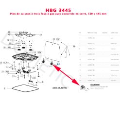 Alternative view of Dometic, charnière complète avec resort pour plaque en verre de réchauds, ou gaziniere Dometic  MO9722, KSK2007R, CE99-ZF, HBG 3445, HBG 2335, CE99 B410, SNG 4133