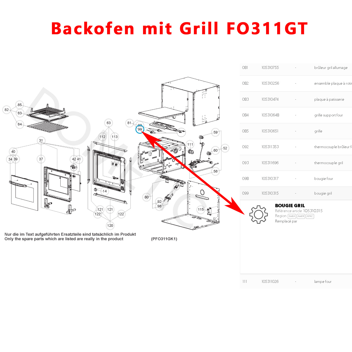 Une bougie d'allumage pour grill CU311, CU333, CU342, CU352, CU401, CU414,CU433, CU601, FO291, FO391, FO211, FO311, OG2000, OG3000, RMDT8555, VN555etc. par Dometic – Image 3