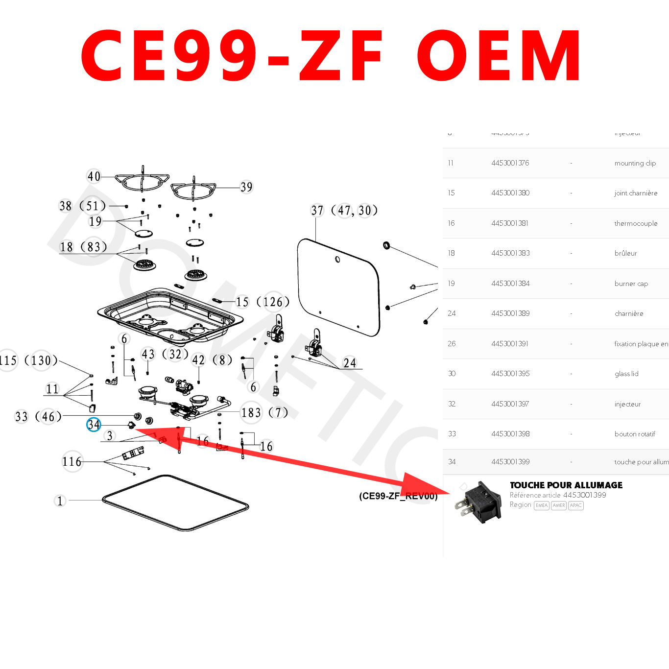 Touche pour allumage pour CE99-ZF, HBG 2335, HBG 3440, HBG 3445, MO7123, PI8023, PI9023 par Dometic – Image 4