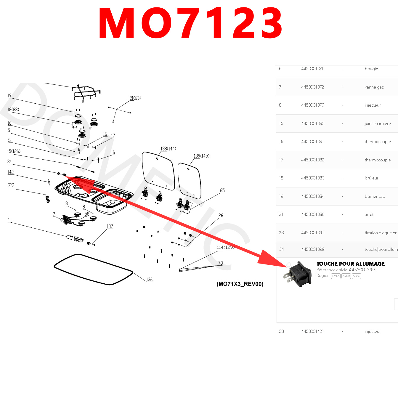 Touche pour allumage pour CE99-ZF, HBG 2335, HBG 3440, HBG 3445, MO7123, PI8023, PI9023 par Dometic – Image 5